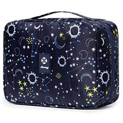 Kulturtasche Damen Gross - Kulturtasche Zum Aufhängen, Kulturbeutel für Damen & Herren Kosmetiktasche - Waschtasche (Blaue Galaxie) von Narwey