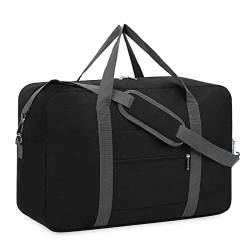 Narwey Handgepäck 45x36x20cm Easyjet Cabin Bag Tasche für Flugzeug Faltbare Reisetasche Damen Weekender Herren Koffer 30L(Schwarz) von Narwey