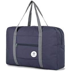 Narwey Handgepäck Tasche für Flugzeug 55x40x20cm/45x36x20cm Faltbare Reisetasche Overnight Weekend Damen Handgepäck Sporttasche Koffer 25L (Navy blau) von Narwey