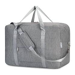 Narwey Handgepäck Tasche für Flugzeug Faltbare Reisetasche Damen Weekender Bag Sporttasche Damen Herren Handgepäck Koffer Groß 40L(Grau) von Narwey