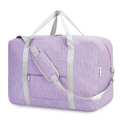 Narwey Handgepäck Tasche für Flugzeug Faltbare Reisetasche Damen Weekender Bag Sporttasche Damen Herren Handgepäck Koffer Groß 40L(Lila) von Narwey