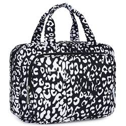 Narwey Kulturbeutel Damen Kulturtasche zum Aufhängen Waschtasche Kosmetiktasche Groß Waschbeutel Kosmetik-Organizer für Damen Mädchen(Schwarzer Leopard) von Narwey