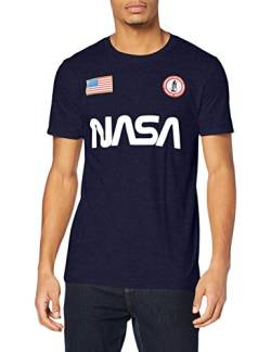 Nasa Herren Abzeichen T-Shirt, Marineblau, XXL von Nasa