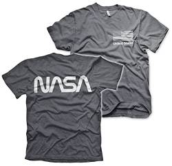 Nasa Offizielles Lizenzprodukt Schwarz Flag Herren T-Shirt (Dunkel-Heather), XL von Nasa