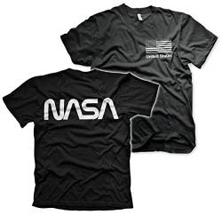 Nasa Offizielles Lizenzprodukt Schwarz Flag Herren T-Shirt Groß & Hoch Herren T-Shirt (Schwarz), 5XL von Nasa