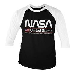 Nasa Offizielles Lizenzprodukt United States Baseball 3/4 Ärmel T-Shirt (Weiß-Schwarz), XXL von Nasa