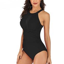Naseom Damen Einteiliger Badeanzug Rückenfrei Monokini Strandmode, Schwarze Dünner Schultergurt Bademode für Frauen von Naseom