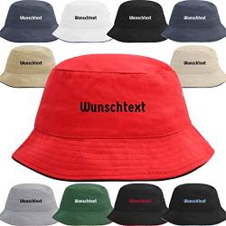 Nashville print factory Anglerhut Bucket Hat Bedruckt mit Wunschtext/Name (L/XL, Grey/Light Rosa) von Nashville print factory