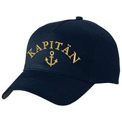 Nashville print factory Basecap Bestickt mit Motiv Anker/Steuerrad/Kompass-Rose Captain Kapitän Steuermann Mütze Cappy (Navy, Anker + Kapitän) von Nashville print factory