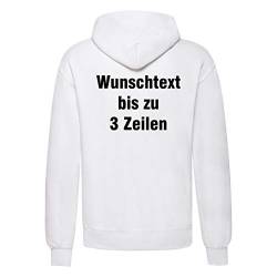 Nashville print factory Hoodie Bedruckt mit Wunschtext Kapuzen-Sweatshirt Hooded Sweat (Weiß, 2XL) von Nashville print factory