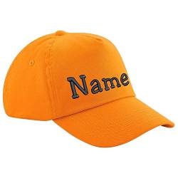 Nashville print factory Junior Original 5-Panel Cap Bestickt mit Name Kindermütze Basecap Mütze Kids (Orange) von Nashville print factory