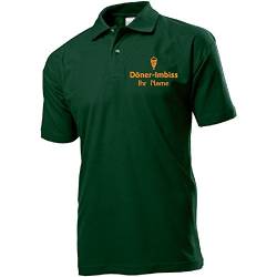 Polo-Shirt Polohemd Arbeitshemd Arbeitspolo Bestickt mit Name | Wunschtext | Döner Imbiss | ideal für Arbeit Firma (M, Flaschengrün) von Nashville print factory