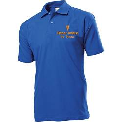 Polo-Shirt Polohemd Arbeitshemd Arbeitspolo Bestickt mit Name | Wunschtext | Döner Imbiss | ideal für Arbeit Firma (M, Royalblau) von Nashville print factory