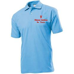 Polo-Shirt Polohemd Arbeitshemd Arbeitspolo Bestickt mit Name | Wunschtext | Döner Imbiss | ideal für Arbeit Firma (S, Hellblau) von Nashville print factory