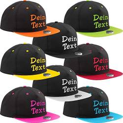 Snapback Cap bestickt mit Wunschtext Name Stickerei Basecap (Black / Grey) von Nashville print factory