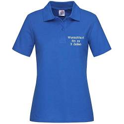 Stedman Lady Polo-Shirt Damen Polohemd Bestickt mit Name | Wunschtext (L, Bright Royal) von Nashville print factory