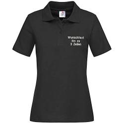 Stedman Lady Polo-Shirt Damen Polohemd Bestickt mit Name | Wunschtext (M, Black Opal) von Nashville print factory