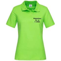 Stedman Lady Polo-Shirt Damen Polohemd Bestickt mit Name | Wunschtext (M, Kiwi Green) von Nashville print factory