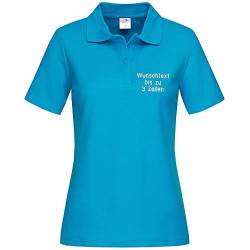 Stedman Lady Polo-Shirt Damen Polohemd Bestickt mit Name | Wunschtext (M, Ocean Blue) von Nashville print factory