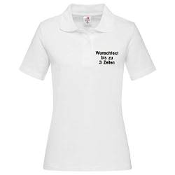 Stedman Lady Polo-Shirt Damen Polohemd Bestickt mit Name | Wunschtext (M, White) von Nashville print factory