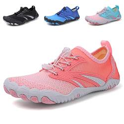 Nasogetch Barfußschuhe Herren Damen Wasserschuhe Schnelltrocknend Schwimmschuhe Strandschuhe rutschfest Atmungsaktiv für Wassersport A558 Rosa 40 EU von Nasogetch