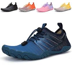 Nasogetch Barfußschuhe Wasserschuhe Damen Herren Aquaschuhe Schnelltrocknend Schwimmschuhe Strandschuhe rutschfest Atmungsaktiv Blau 38 von Nasogetch