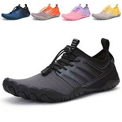 Nasogetch Barfußschuhe Wasserschuhe Damen Herren Aquaschuhe Schnelltrocknend Schwimmschuhe Strandschuhe rutschfest Atmungsaktiv Schwarz 39 von Nasogetch