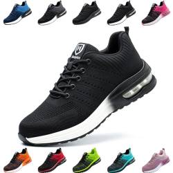 Nasogetch Sicherheitsschuhe Damen Herren Stahlkappenschuhe Arbeitsschuhe Sportlich Atmungsaktiv Schwarz Weiß EU 48 von Nasogetch