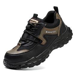 Nasogetch Sicherheitsschuhe Herren Arbeitsschuhe Damen Leicht Breit Bequem Stahlkappenschuhe Atmungsaktiv Sportlich Schutzschuhe 519 Braun 37 EU von Nasogetch