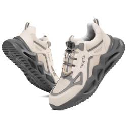 Nasogetch Sicherheitsschuhe Herren Damen Arbeitsschuhe Leicht Sportlich Stahlkappenschuhe Atmungsaktiv Schutzschuhe 770 Beige 46 EU von Nasogetch