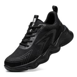 Nasogetch Sicherheitsschuhe Herren Leicht Arbeitsschuhe Damen Sportlich Stahlkappenschuhe rutschfest Atmungsaktiv H6 Schwarz 38 EU von Nasogetch