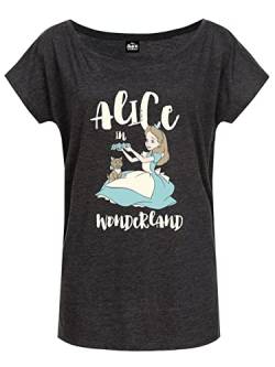 Alice im Wunderland Alice & Sweet Cat Damen Loose-Shirt grau meliert, Größe:5XL von Nastrovje Potsdam