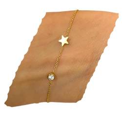 NataschaWoge® 18 K Gold Stern minimalistisch Armband zierliches kleines Sun Hollow Boho Geschenk für Sie spiritueller Schmuck Goldschmuck von Natascha Woge