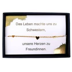 NataschaWoge® 18K Gold SCHWESTER GESCHENK Minimalistisches kleines Herz ARMBAND dünnes Edelstahl personalisierter Schmuck Armkettchen von Natascha Woge