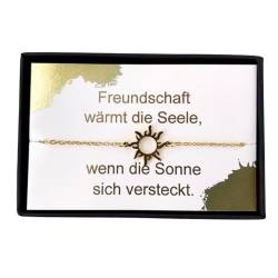 NataschaWoge® GESCHENK Sonne beste feines Freundin Armband Freundschaftsarmband Freundschaft gold silber spiritueller Schmuck Sun Hollow Geburtstag Armkettchen Geschenkidee (Gold) von Natascha Woge