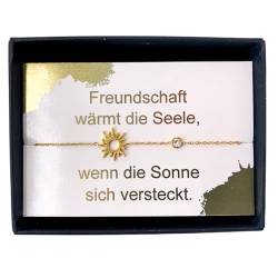 NataschaWoge® GESCHENK minimalistisch Sonne Steinchen beste Freundin Armband Freundschaftsarmband Freundschaft gold silber spiritueller Schmuck Sun Hollow Geburtstag Armkettchen Geschenkidee von Natascha Woge