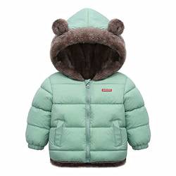 Natashas Baby Kinder Winterjacke Mantel mit Kapuze Jacke Warm Baby Niedlich Plüsch Bärenohren Jungen Mädchen Baumwolljacke（Grün, 104-110） von Natashas