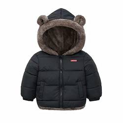 Natashas Baby Kinder Winterjacke Mantel mit Kapuze Jacke Warm Baby Niedlich Plüsch Bärenohren Jungen Mädchen Baumwolljacke（Schwarz, 86-92） von Natashas