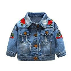 Natashas Baby Mädchen Jeansjacke Rosenmuster Gestickt Mantel Kleinkinder Langarm Denim Tops Kleidung Frühling Herbst Casual Outwear (92) von Natashas