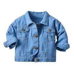 Natashas Baby Mädchen Jungen Jeansjacke Mantel Kleinkinder Langarm Denim Tops Kleidung Frühling Herbst Casual Outwear (Hellblau, 110-116) von Natashas