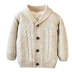 Natashas Baby Warmer Strickpullover Mantel Strickjacke Neugeborene Mädchen Jungen Gestrickte Jacken Warme Hrerbst Winter Strickoberteile Outwear (Beige, 98) von Natashas