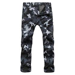 Natashas Damen Herren Softshellhose Paar Fleece Thermal Waterproof Winddicht Camouflage Outdoor-Sport-Hosen Warm Funktionshose Skihose Regenhose Wandern Camping Hosen (Grau (Herren), 3XL) von Natashas