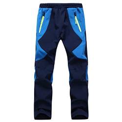 Natashas Jungen Mädchen Softshellhose mit Fleecefütterung Hose Wasserabweisend Winddicht Atmungsaktiv Warm Funktionshose Skihose Regenhose Kinder Sporthose Wanderhose (Dunkelblau, 116) von Natashas