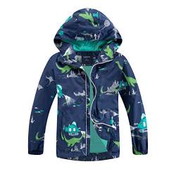 Natashas Kinder Jungen Wasserdicht Jacke Übergangsjacke Warm Atmungsaktiv Winddicht Wanderjacke Fuchs Softshelljacke Regenjacke Outdoorjacke mit Kapuze (Dunkelblau, 98/104) von Natashas