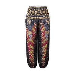 Natashas Kinder Mädchen Sommer Lang Hippie Boho Hose Blumenmuster Pumphose Haremshose Aladinhose Kinder Harem Pants Sommerhosen mit Taschen Gr.98-140 (Schwarz, 116-128) von Natashas