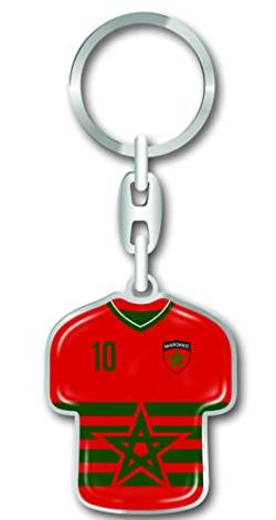 Nation Marokko Trikot Schlüsselanhänger WM Fussball - Metall-Keyholder mit 3D Effekt. World Cup Design von Nation