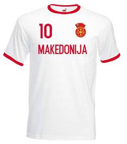 Nation Mazedonien Ringer T-Shirt Trikot Wappen NO. 10 W-R (M) von Nation