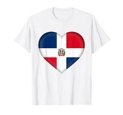 I Love Dominikanische Republik Shirt Dominica Flagge Herz Kostüm T-Shirt von National Pride Country Roots Retro Gift Idea Tee