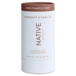 Native Plastikfreies Deodorant | Natürliches Deodorant für Damen und Herren, Aluminiumfrei mit Backpulver, Probiotika, Kokosöl und Sheabutter | Kokosnuss & Vanille von Native