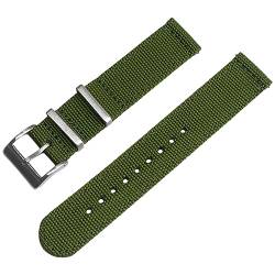 Zweiteiliges Unisex Leinwand wie NATO-G10-Uhrenarmband mit Edelstahl-Metallschließe auch für smartwatch NATOS-Militäruhrenarmband einfarbig (18 mm, Armeegrün) von Natos.com